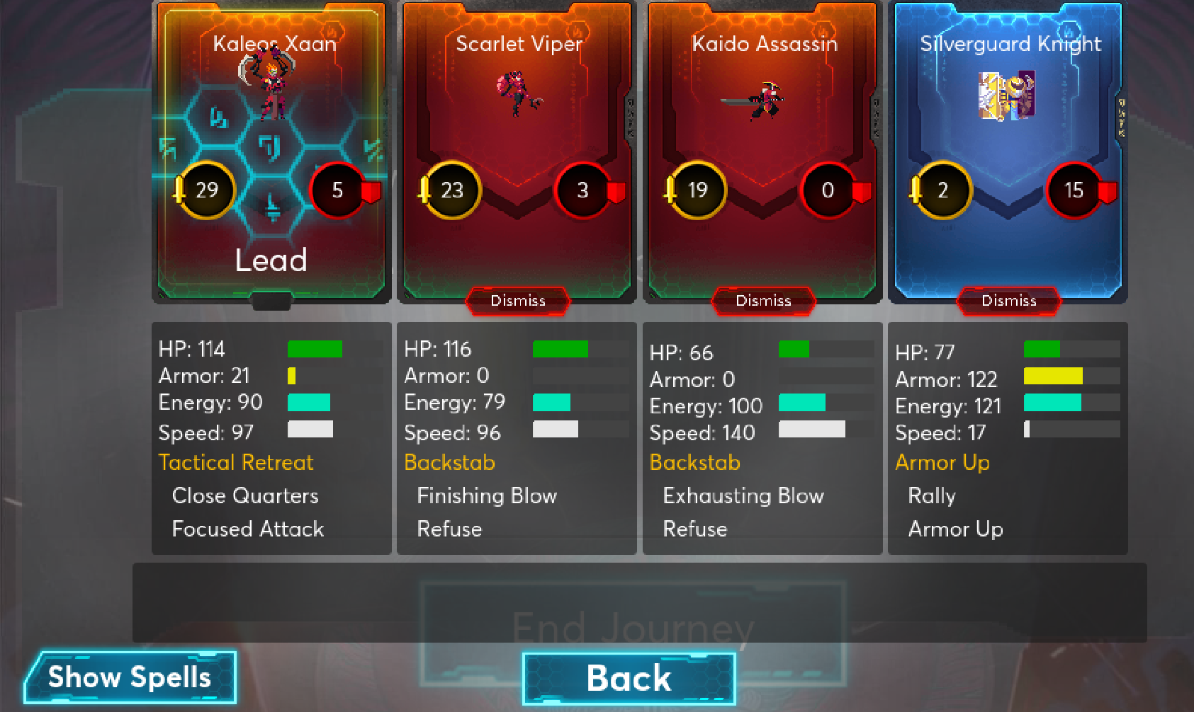 screenshot of team summary screen